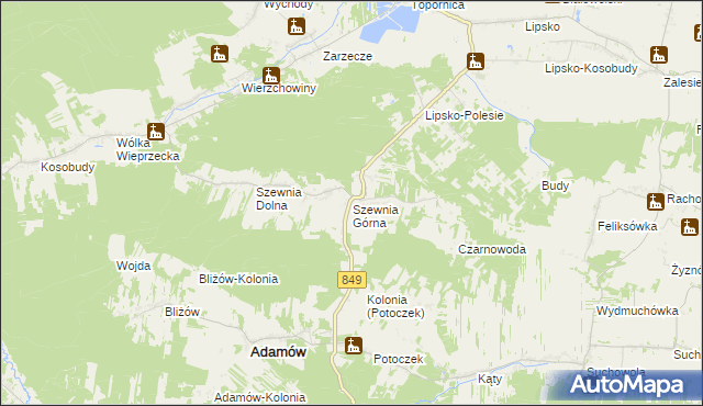 mapa Szewnia Górna, Szewnia Górna na mapie Targeo