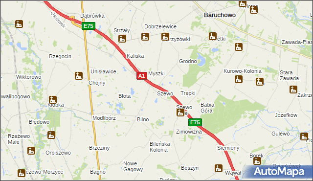 mapa Szewo, Szewo na mapie Targeo