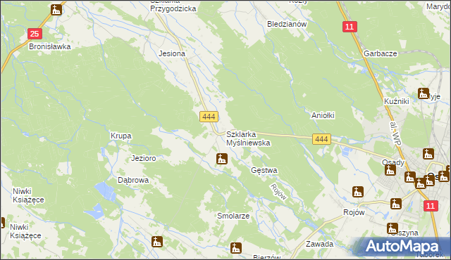 mapa Szklarka Myślniewska, Szklarka Myślniewska na mapie Targeo