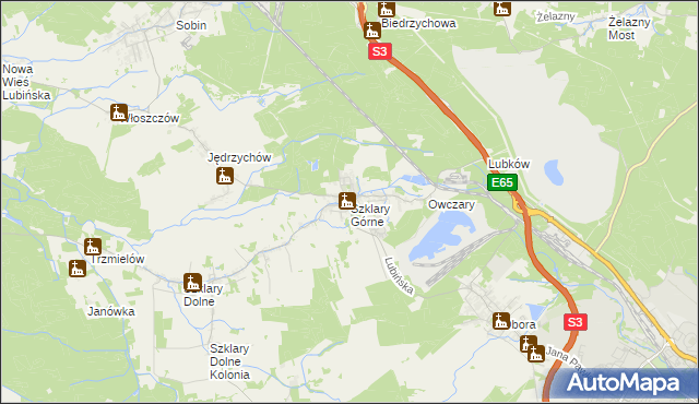 mapa Szklary Górne, Szklary Górne na mapie Targeo