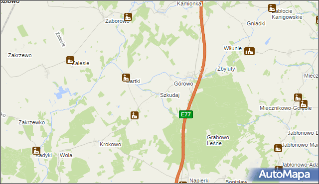 mapa Szkudaj, Szkudaj na mapie Targeo