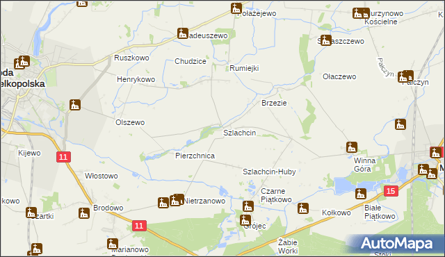 mapa Szlachcin, Szlachcin na mapie Targeo