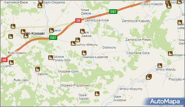 mapa Szlasy-Łopienite, Szlasy-Łopienite na mapie Targeo