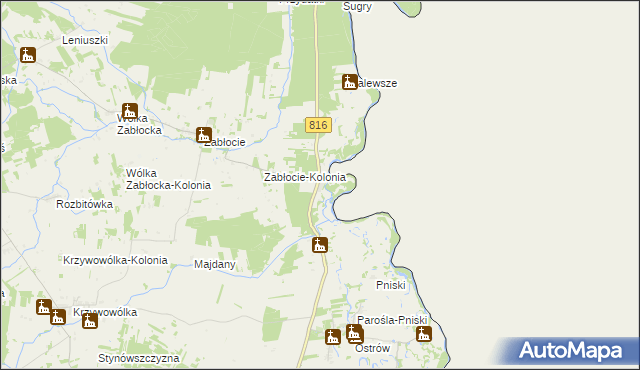 mapa Szostaki gmina Kodeń, Szostaki gmina Kodeń na mapie Targeo