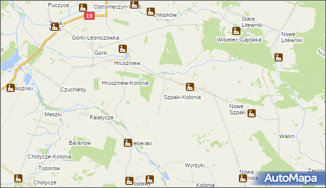 mapa Szpaki-Kolonia, Szpaki-Kolonia na mapie Targeo