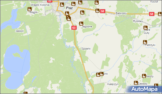 mapa Szparki, Szparki na mapie Targeo