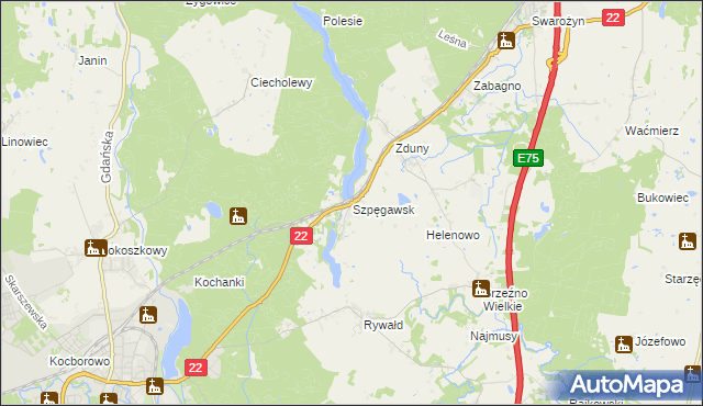 mapa Szpęgawsk, Szpęgawsk na mapie Targeo