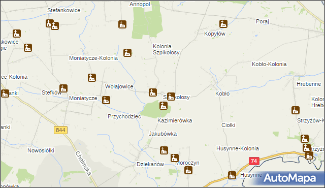 mapa Szpikołosy, Szpikołosy na mapie Targeo