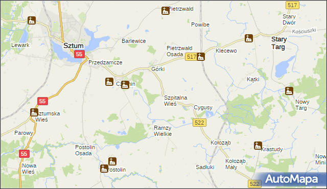 mapa Szpitalna Wieś, Szpitalna Wieś na mapie Targeo