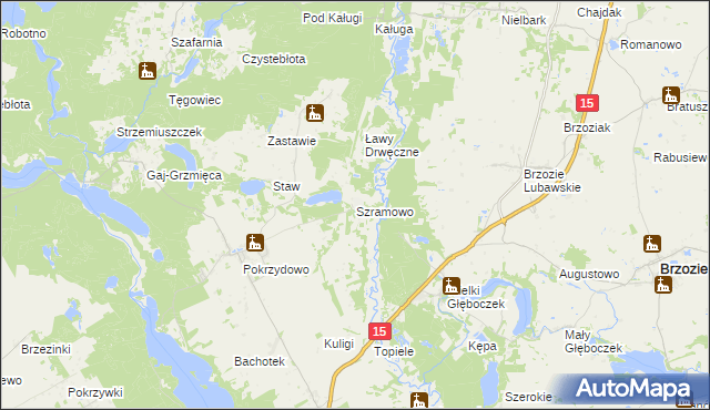 mapa Szramowo gmina Zbiczno, Szramowo gmina Zbiczno na mapie Targeo