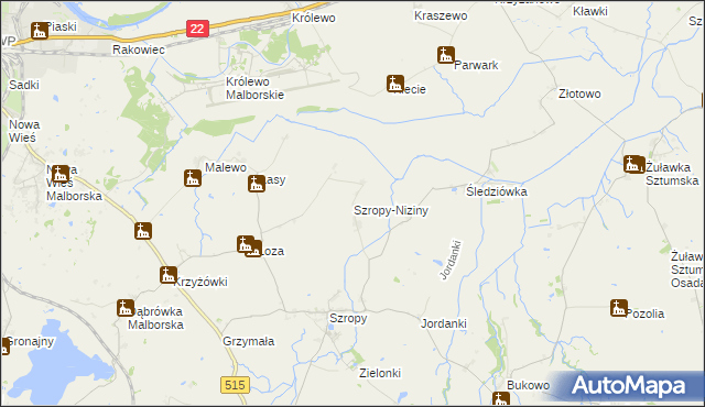 mapa Szropy-Niziny, Szropy-Niziny na mapie Targeo