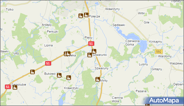 mapa Szwarunki, Szwarunki na mapie Targeo