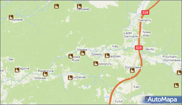 mapa Szwedy gmina Jarocin, Szwedy gmina Jarocin na mapie Targeo