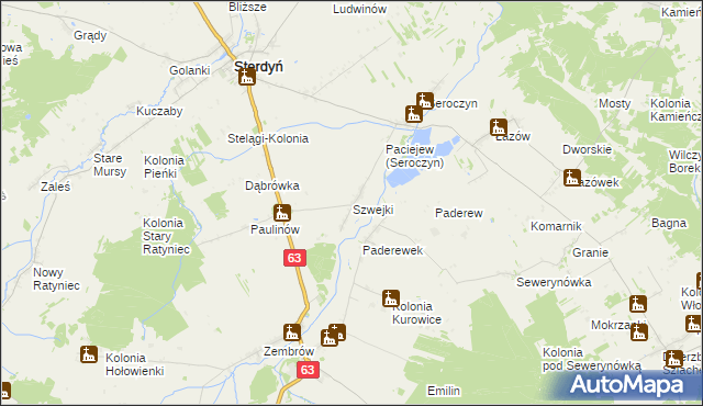 mapa Szwejki gmina Sterdyń, Szwejki gmina Sterdyń na mapie Targeo