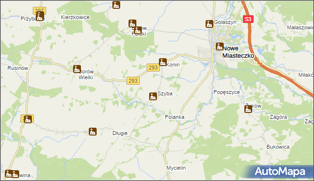 mapa Szyba gmina Nowe Miasteczko, Szyba gmina Nowe Miasteczko na mapie Targeo