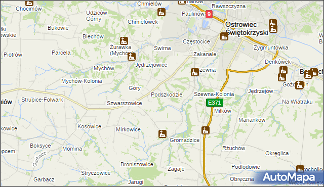 mapa Szyby, Szyby na mapie Targeo