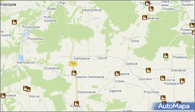 mapa Szyce gmina Pilica, Szyce gmina Pilica na mapie Targeo