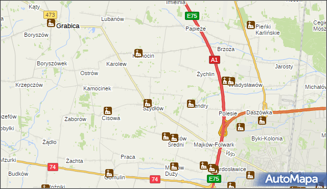 mapa Szydłów-Kolonia, Szydłów-Kolonia na mapie Targeo