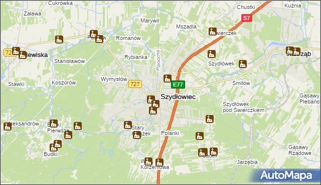 mapa Szydłowiec, Szydłowiec na mapie Targeo