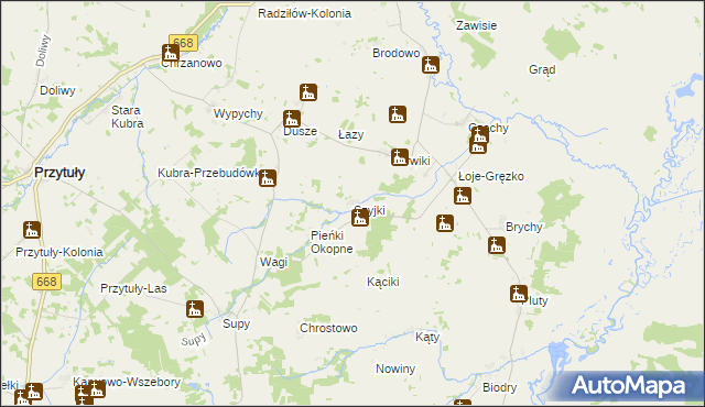 mapa Szyjki gmina Radziłów, Szyjki gmina Radziłów na mapie Targeo