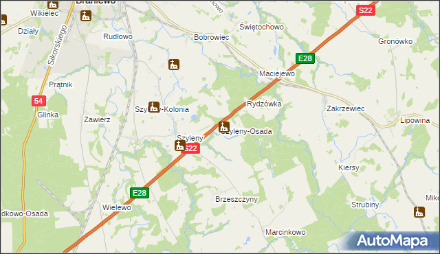 mapa Szyleny-Osada, Szyleny-Osada na mapie Targeo