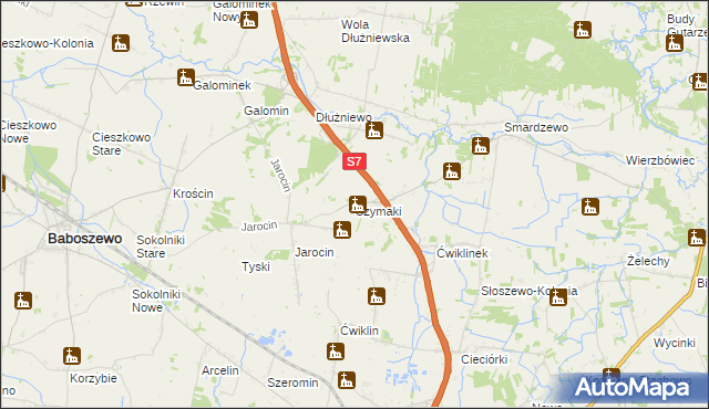 mapa Szymaki gmina Płońsk, Szymaki gmina Płońsk na mapie Targeo