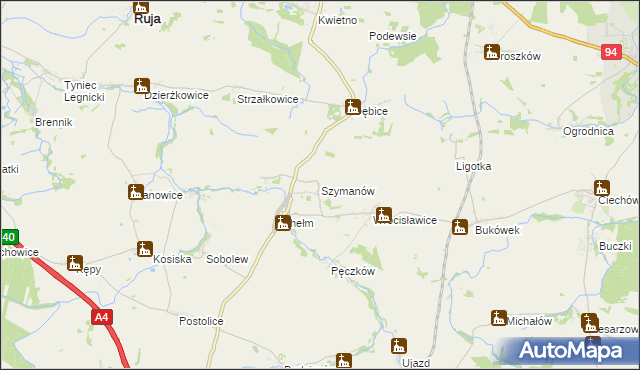 mapa Szymanów gmina Malczyce, Szymanów gmina Malczyce na mapie Targeo