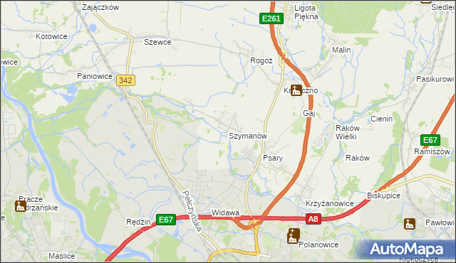 mapa Szymanów gmina Wisznia Mała, Szymanów gmina Wisznia Mała na mapie Targeo