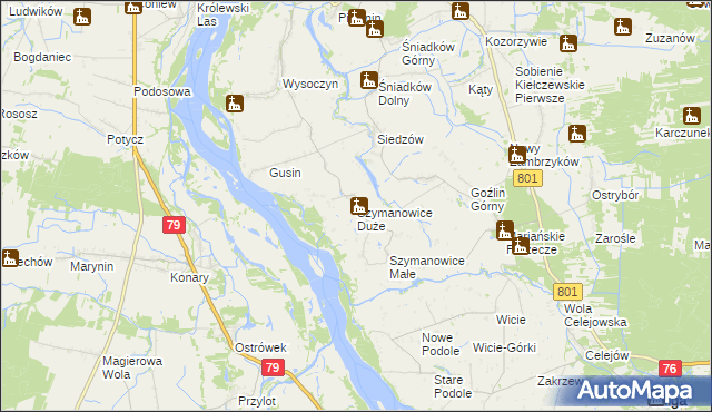 mapa Szymanowice Duże, Szymanowice Duże na mapie Targeo