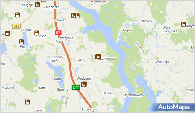 mapa Szymonowo, Szymonowo na mapie Targeo