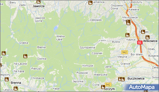 mapa Szyndzielnia, Szyndzielnia na mapie Targeo