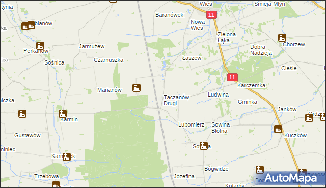 mapa Taczanów Drugi, Taczanów Drugi na mapie Targeo