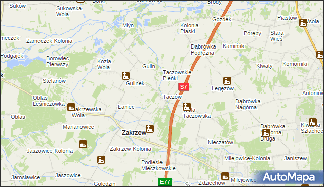 mapa Taczów, Taczów na mapie Targeo