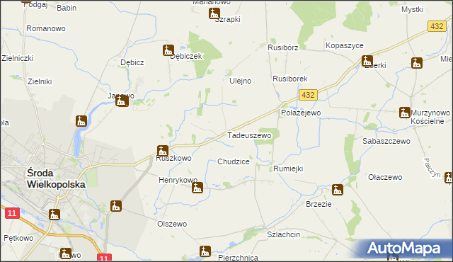 mapa Tadeuszewo, Tadeuszewo na mapie Targeo