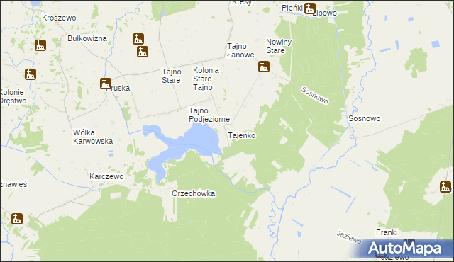 mapa Tajenko, Tajenko na mapie Targeo