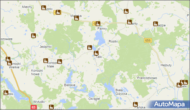 mapa Talki gmina Wydminy, Talki gmina Wydminy na mapie Targeo