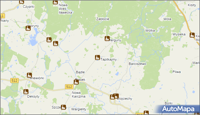 mapa Tapilkajmy, Tapilkajmy na mapie Targeo