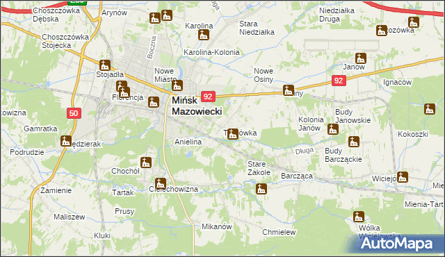 mapa Targówka gmina Mińsk Mazowiecki, Targówka gmina Mińsk Mazowiecki na mapie Targeo