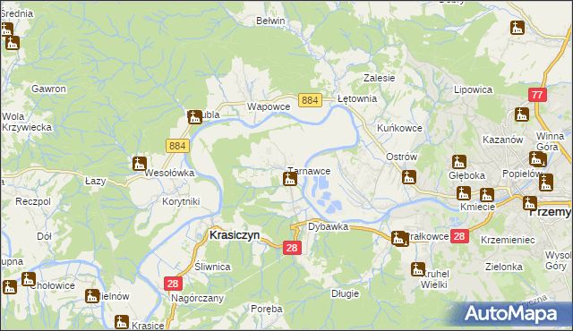 mapa Tarnawce, Tarnawce na mapie Targeo