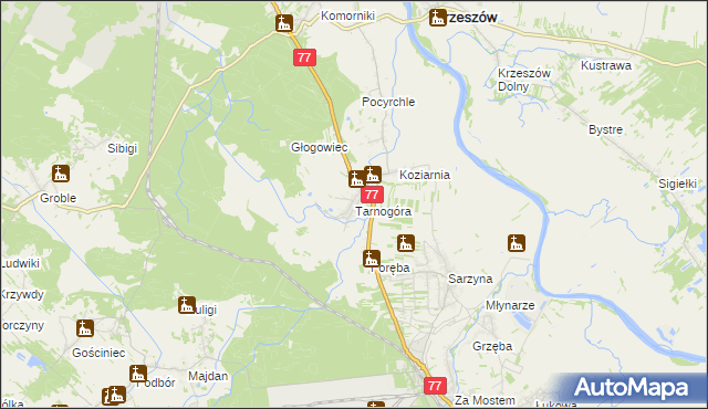 mapa Tarnogóra gmina Nowa Sarzyna, Tarnogóra gmina Nowa Sarzyna na mapie Targeo