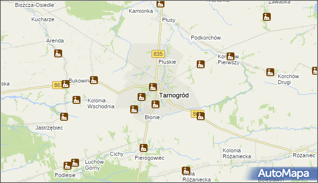 mapa Tarnogród, Tarnogród na mapie Targeo