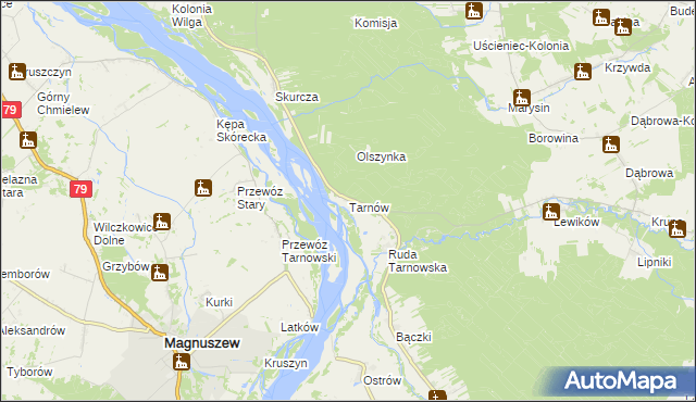 mapa Tarnów gmina Wilga, Tarnów gmina Wilga na mapie Targeo