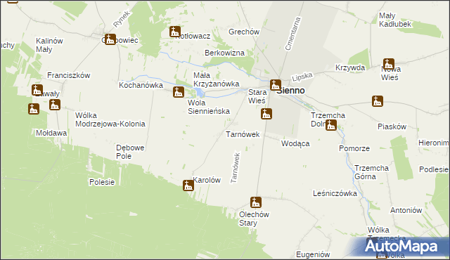 mapa Tarnówek gmina Sienno, Tarnówek gmina Sienno na mapie Targeo