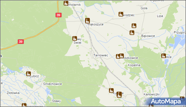 mapa Tarnowiec gmina Lubsza, Tarnowiec gmina Lubsza na mapie Targeo