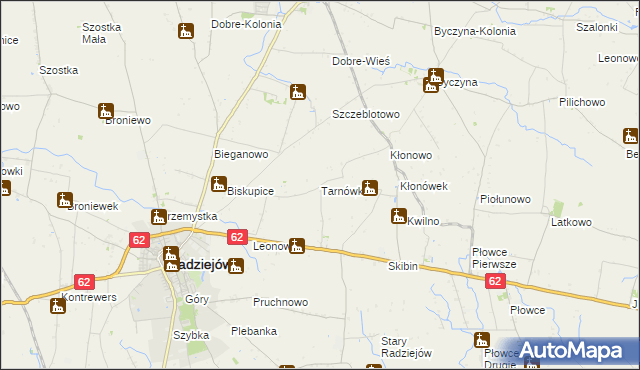 mapa Tarnówka gmina Radziejów, Tarnówka gmina Radziejów na mapie Targeo