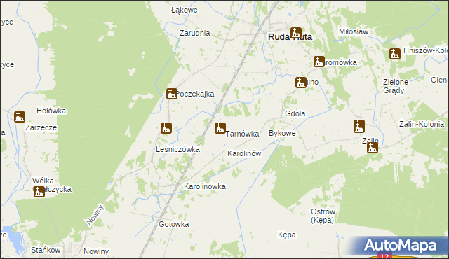 mapa Tarnówka gmina Ruda-Huta, Tarnówka gmina Ruda-Huta na mapie Targeo