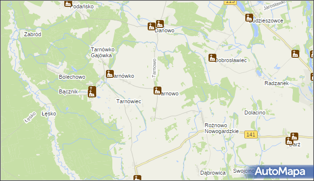 mapa Tarnowo gmina Maszewo, Tarnowo gmina Maszewo na mapie Targeo