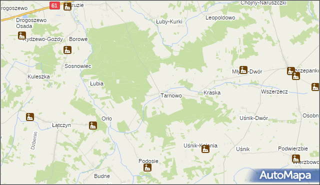 mapa Tarnowo gmina Miastkowo, Tarnowo gmina Miastkowo na mapie Targeo