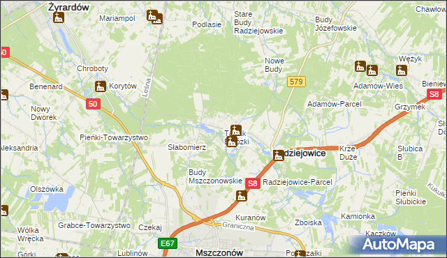 mapa Tartak Brzózki, Tartak Brzózki na mapie Targeo