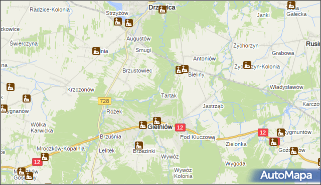 mapa Tartak gmina Gielniów, Tartak gmina Gielniów na mapie Targeo